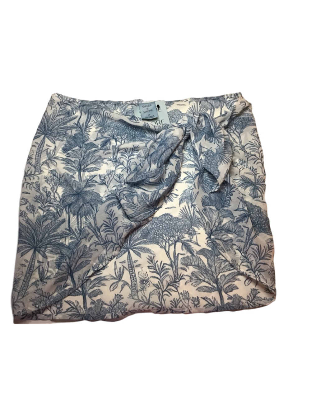 Women's‎ Shade & Shore White Blue Palm Print Sarong XS
